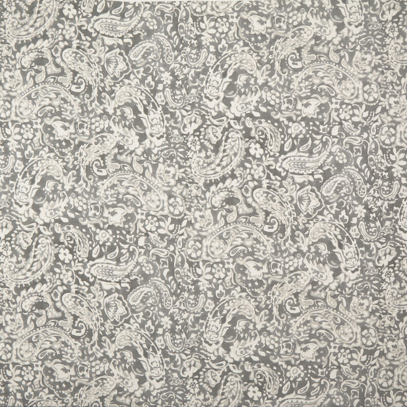 Tissu crêpe Paisley et fleurs – gris/blanc,  image number 1