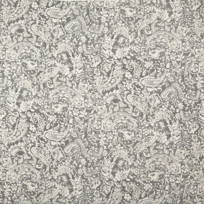 Tissu crêpe Paisley et fleurs – gris/blanc, image number 1