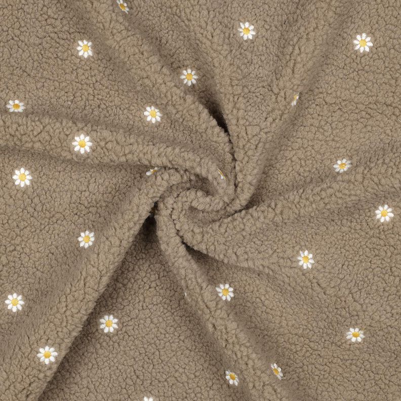 Tissu teddy Petites fleurs brodées | Poppy Fabrics – taupe foncé, image number 3