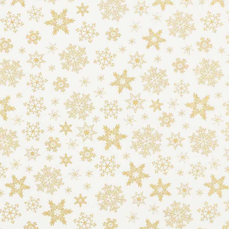 Tissu en coton Popeline Cristaux de neige – écru/or, image number 1