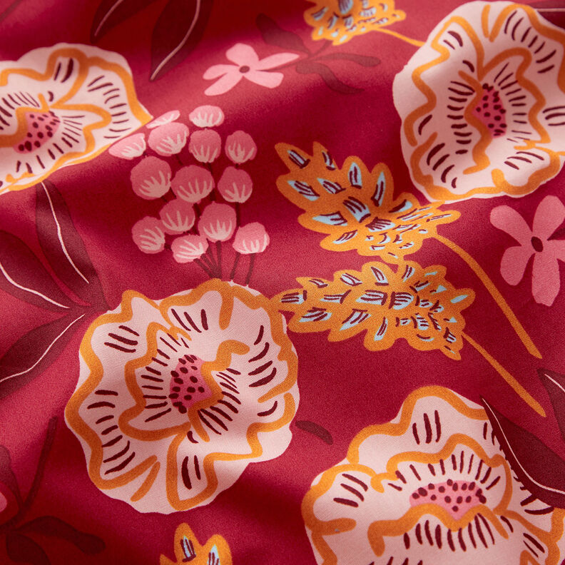 Popeline coton Fresh Flowers | Nerida Hansen – rouge bordeaux,  image number 2