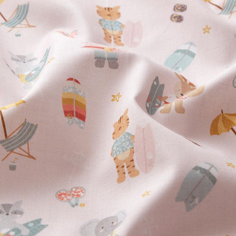 Popeline de coton bio Animaux surfant – rosé,  image number 2