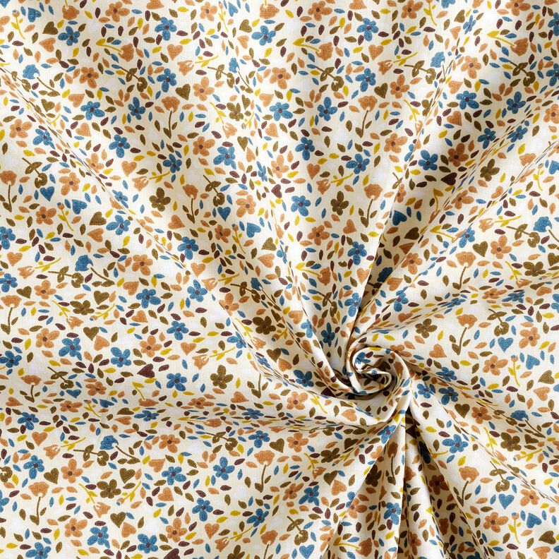 Tissu en coton Cretonne fleurs éparpillées – beige clair/marron clair,  image number 3