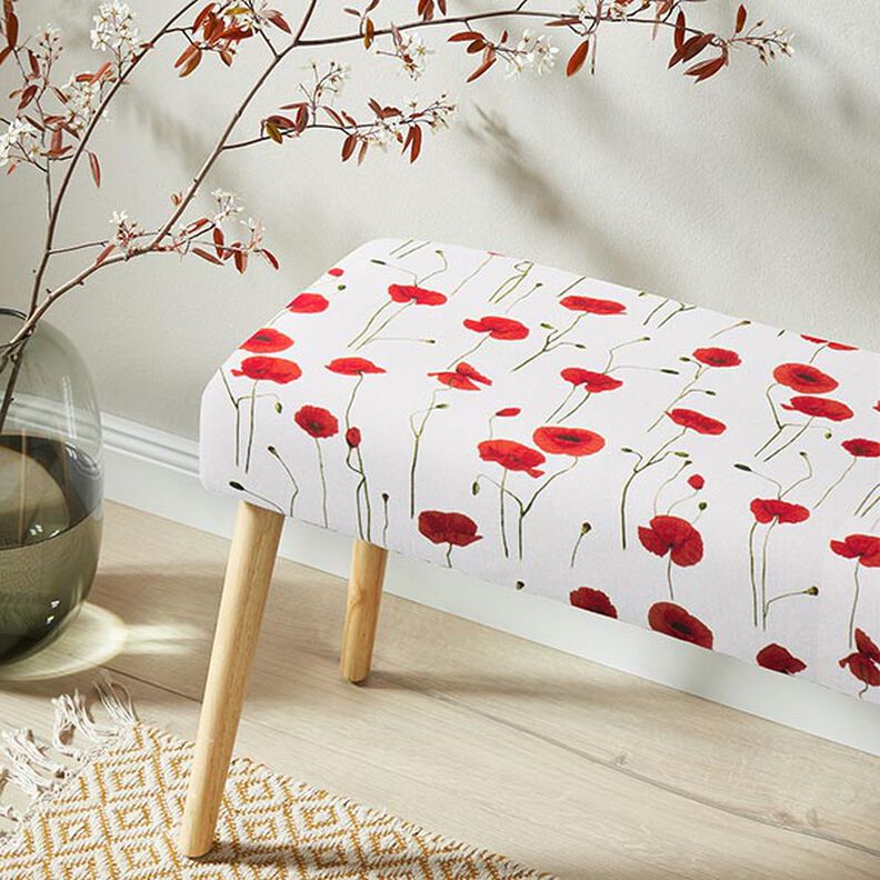 Tissu de décoration Semi-panama coquelicot – blanc/rouge,  image number 9