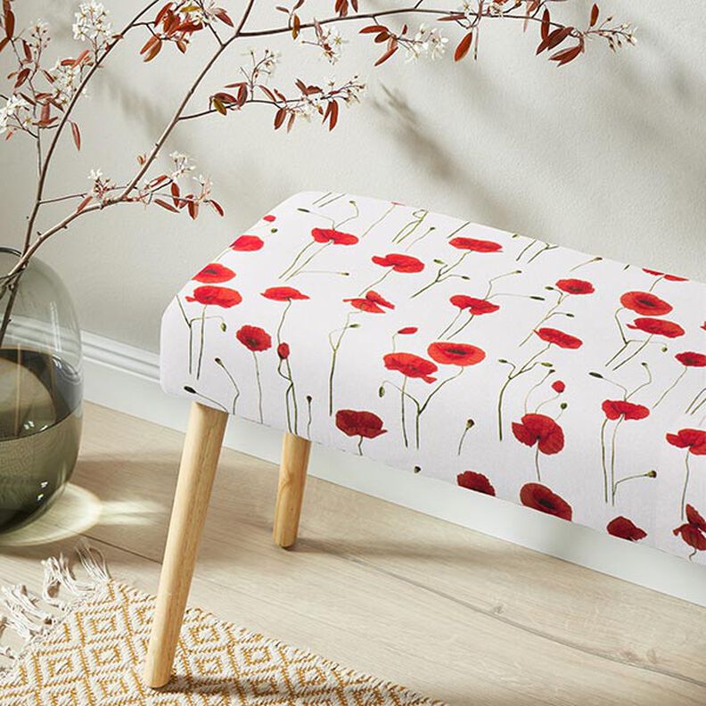 Tissu de décoration Semi-panama coquelicot – blanc/rouge, image number 9