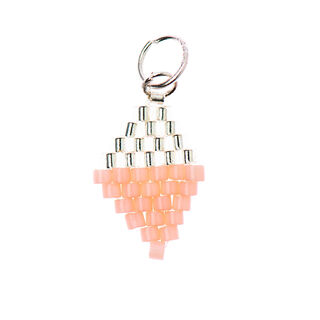 Pendentif Brick Stitch Losange [10 mm  x 15 mm] | Rico Design – argent métallique/rose, 
