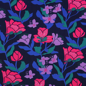 Tissu viscose LENZING™ ECOVERO™ Amira Floral | Nerida Hansen – bleu nuit/rose intense, 