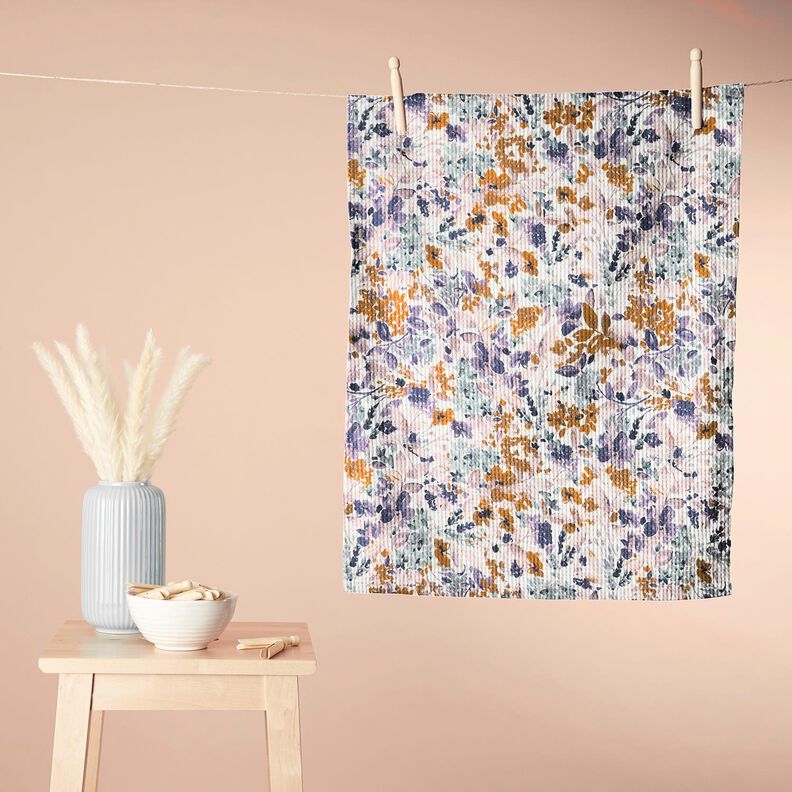 Nid d’abeille fleurs aquarelles | Poppy Fabrics – blanc/lavande, image number 8