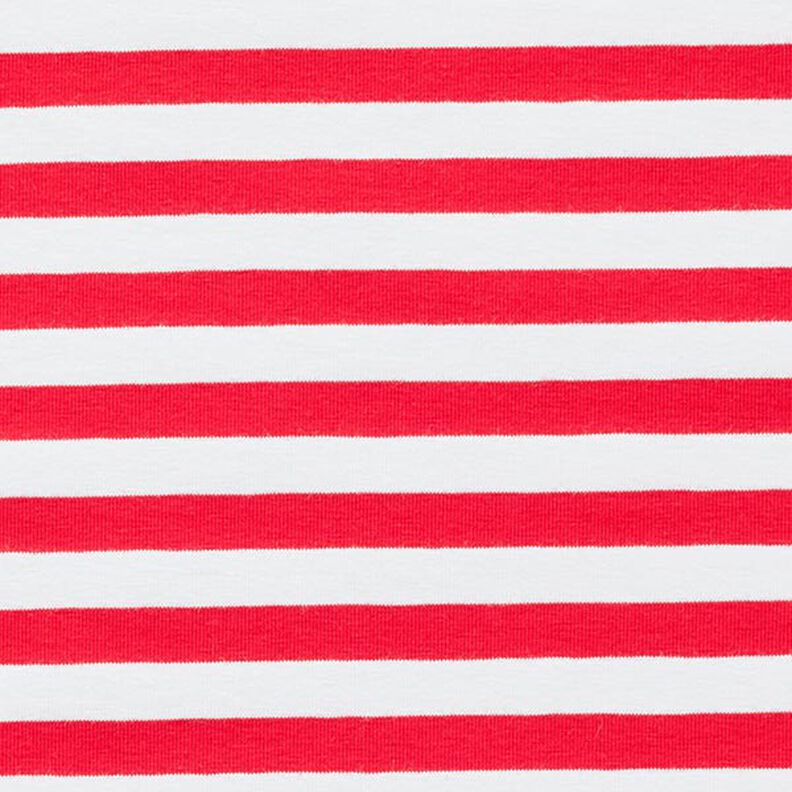 Jersey coton Rayures larges – rouge/blanc, image number 1