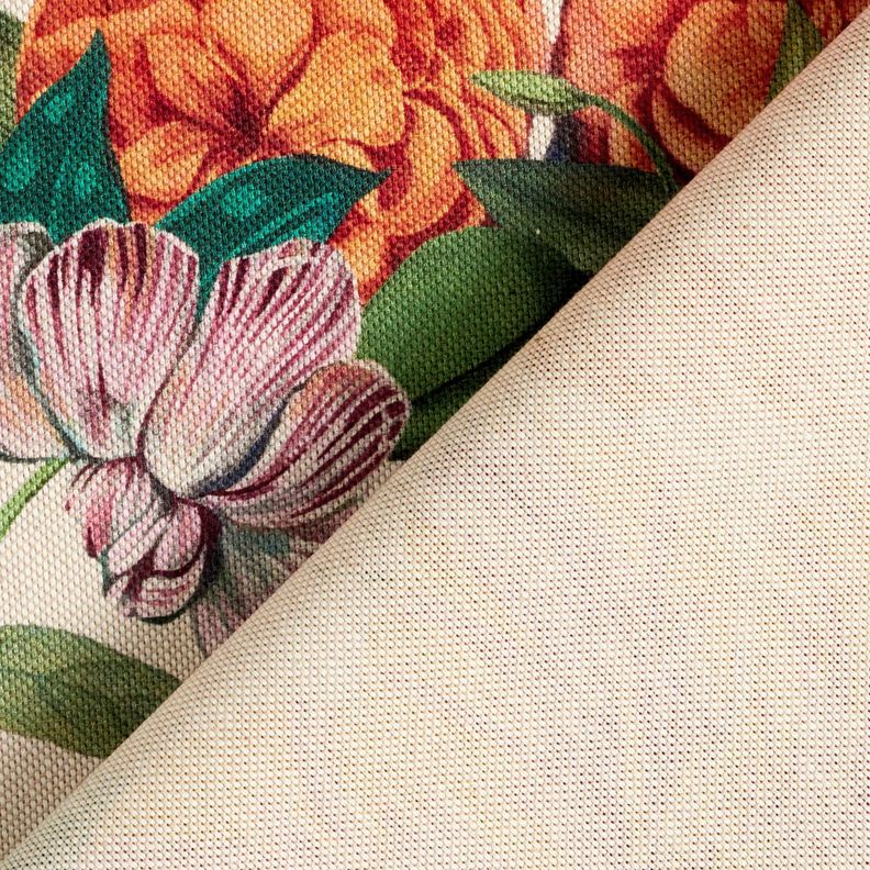 Tissu de décoration Semi-panama Fleurs magnifiques – nature/pourpre, image number 4