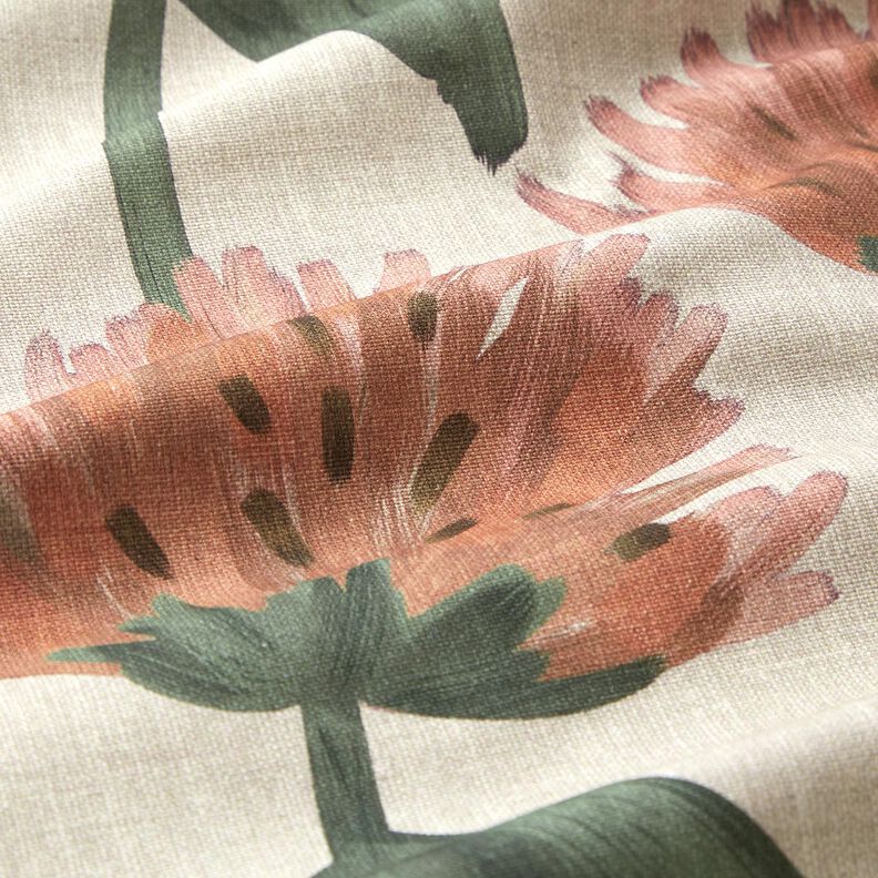 Tissu de décoration Semi-panama trèfle en fleurs – rouge/taupe clair,  image number 6