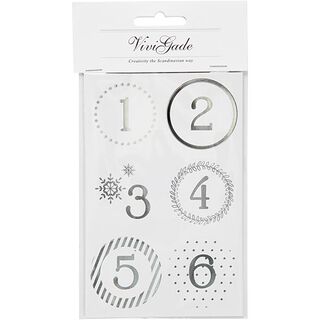 Autocollants calendrier de l’Avent - argent, 