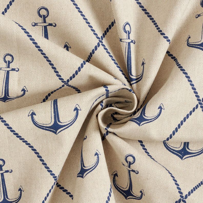 Tissu de décoration Semi-panama Ancre classique – nature/bleu marine,  image number 3