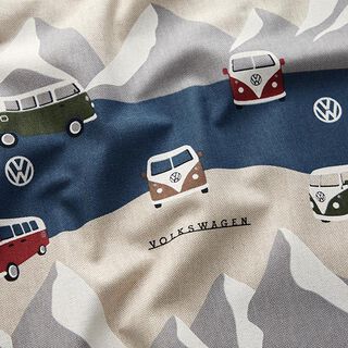 Tissu de décoration Semi-panama Aventure VW – bleu jean/nature, 