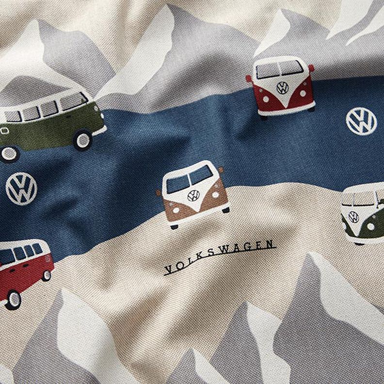 Tissu de décoration Semi-panama Aventure VW – bleu jean/nature,  image number 2