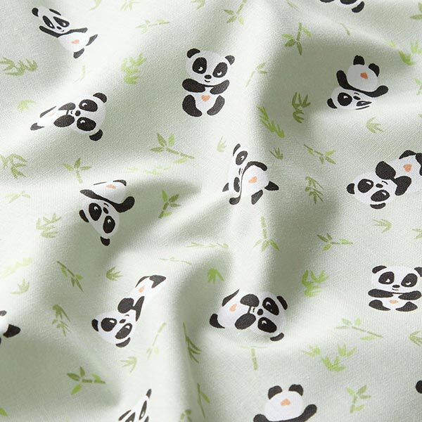 Tissu en coton Cretonne Panda câlin – vert,  image number 2