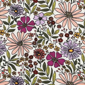 Jersey coton Mer de fleurs | Poppy Fabrics – écru/mauve, 