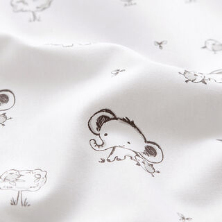 GOTS Popeline coton bébés éléphants – blanc, 