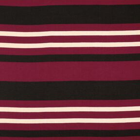 Tissu tricoté à rayures larges – rouge bordeaux/beige, 
