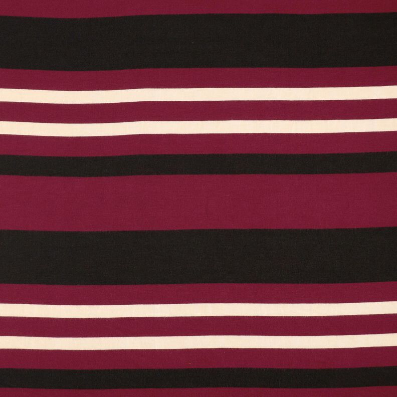 Tissu tricoté à rayures larges – rouge bordeaux/beige,  image number 1