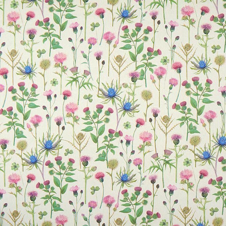 Tissu de décoration Semi-panama Chardons – pin/nature, image number 1