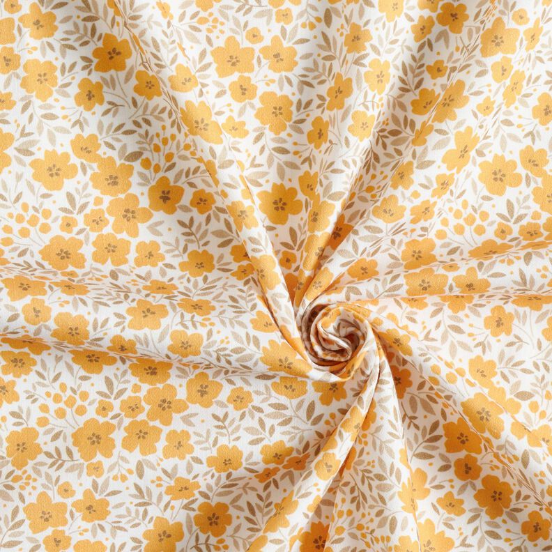 Tissu de décoration Satin de coton Mer de fleurs – moutarde/blanc,  image number 3