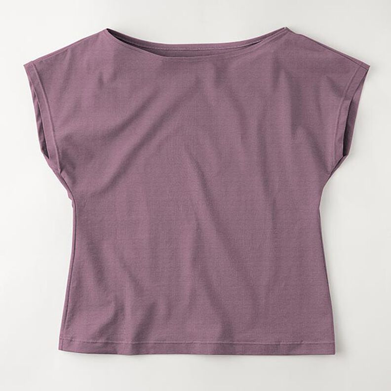 Jersey coton Medium uni – aubergine,  image number 8