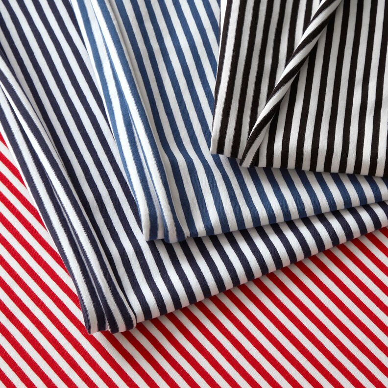 Jersey coton Rayures étroites – bleu marine/blanc,  image number 3