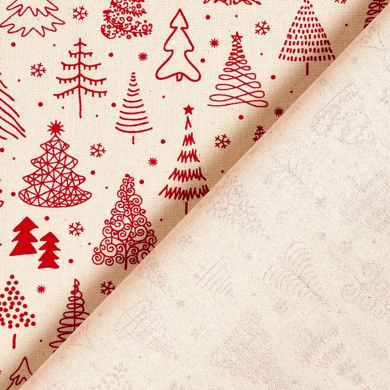 Tissu en coton Cretonne jolis sapins – nature/carmin,  image number 4