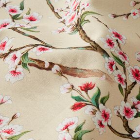 Tissu de décoration Semi-panama Élégante fleur de cerisier – beige clair, 