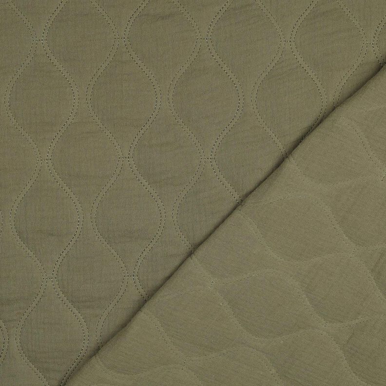 Tissu matelassé Tissu gaze de coton Vagues – kaki clair, image number 4
