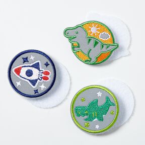 Patchs réfléchissants Velcro, pack de 3 – vert/indigo, 