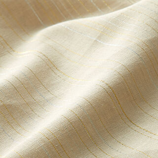 Mélange lin coton rayures pailletées – beige, 
