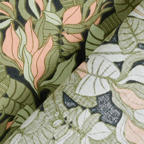 Tissu en coton Cretonne feuilles tropicales – noir/vert,  image number 3