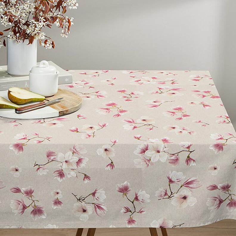Tissu de décoration Semi-panama Fleur de magnolia – mauve/nature, image number 8