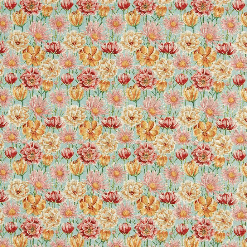 Tissu de décoration Gobelin Fleurs des champs – eucalyptus/jaune soleil,  image number 1