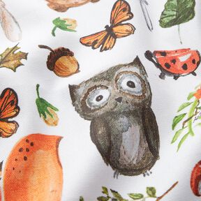 Tissu décoratif Semi-panama Animaux de la forêt peints – blanc, 