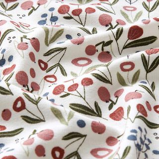 Jersey coton Prairie de fleurs avec pommes  – écru, 