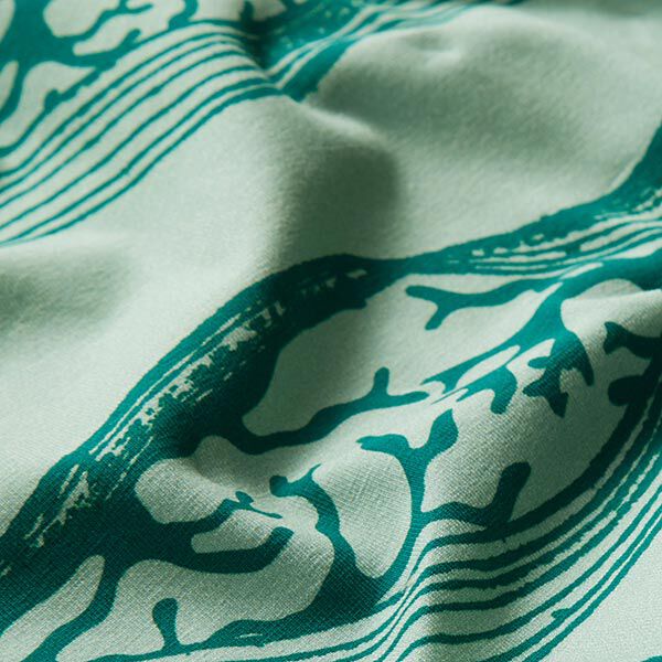 Jersey coton GOTS Vagues | Tula – vert pastel,  image number 2