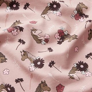 Jersey coton Têtes de chevaux – rose, 