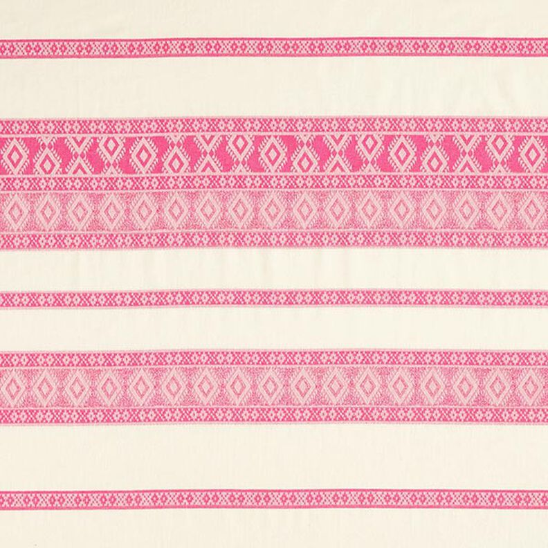 Tissu en coton motif losanges – écru/rose vif,  image number 1