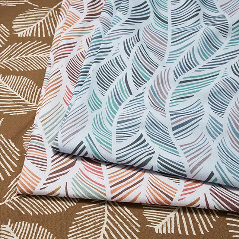 Tissu de décoration Semi-panama motif de feuilles – marron,  image number 5