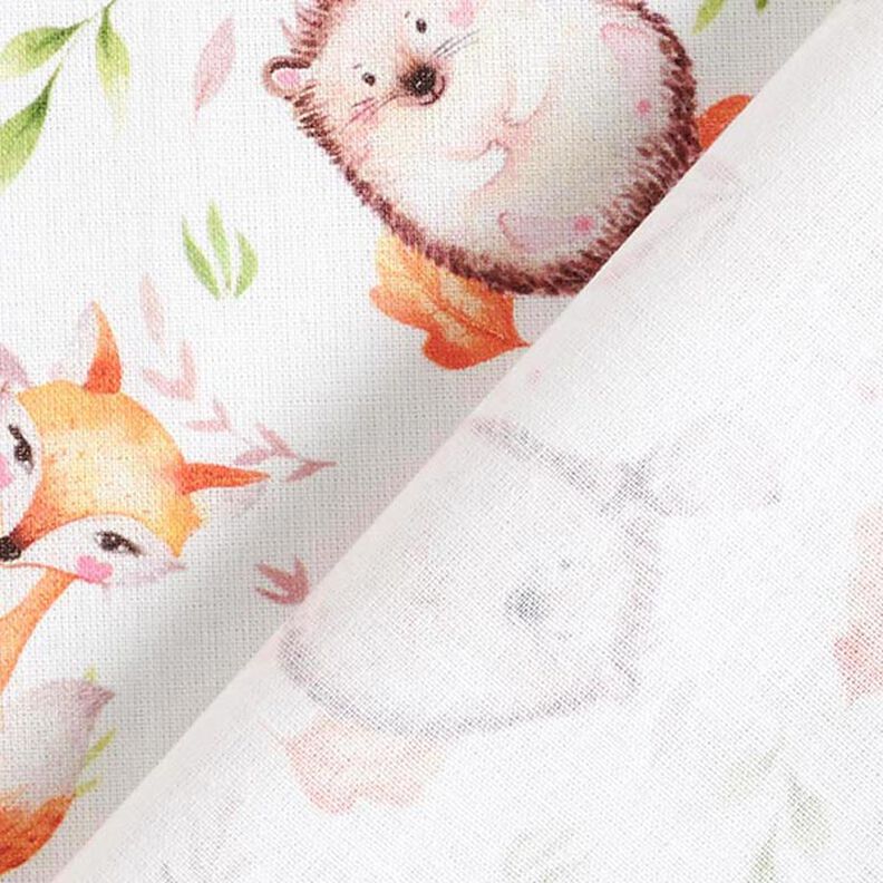 Tissu en coton Percale animaux de la forêt – blanc/marron clair,  image number 4