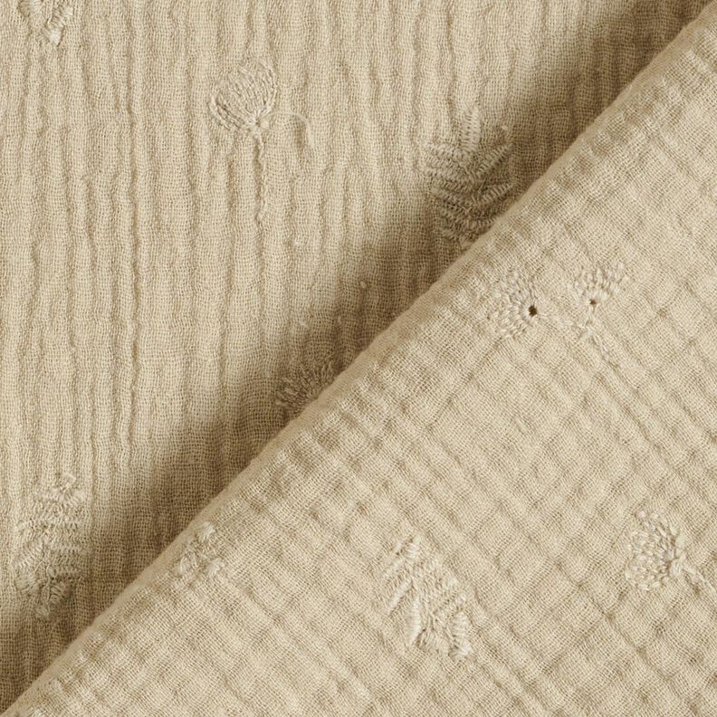 Tissu double gaze de coton broderie fleurs et branches – anémone,  image number 4