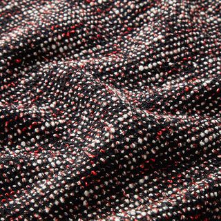Maille bouclée en coton mélangé, chinée – noir/rouge, 