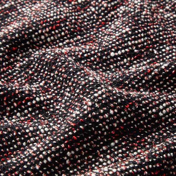 Maille bouclée en coton mélangé, chinée – noir/rouge,  image number 2