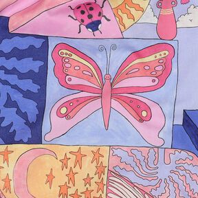 Popeline coton Little Creatures Impression numérique | Nerida Hansen – corail/lilas bleu, 