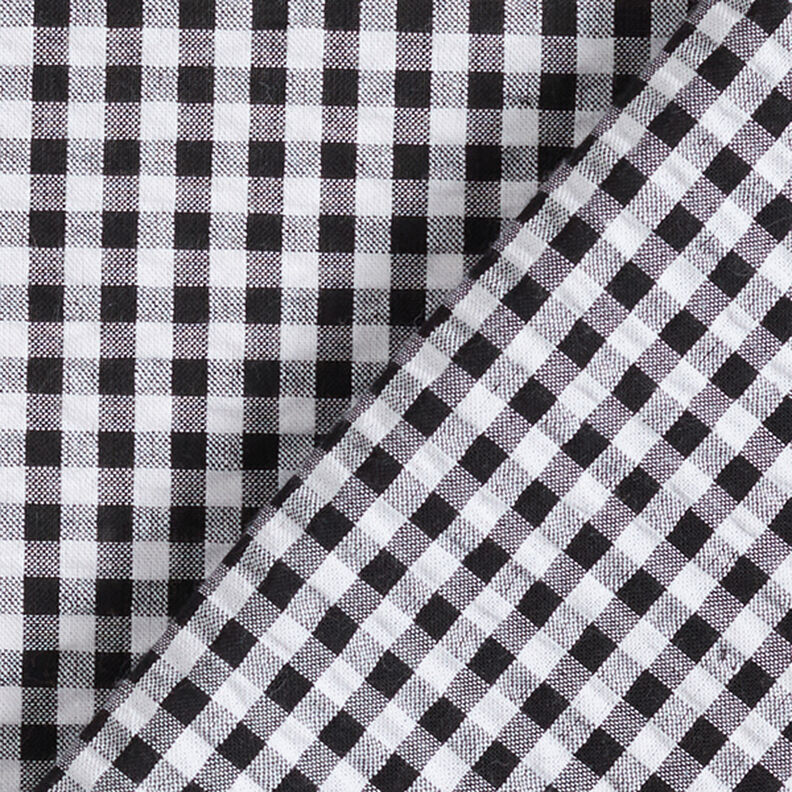 Seersucker Mélange coton à carreaux Vichy – noir,  image number 4