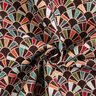 Tissu de décoration Gobelin Éventails rétro – noir/carmin,  thumbnail number 3