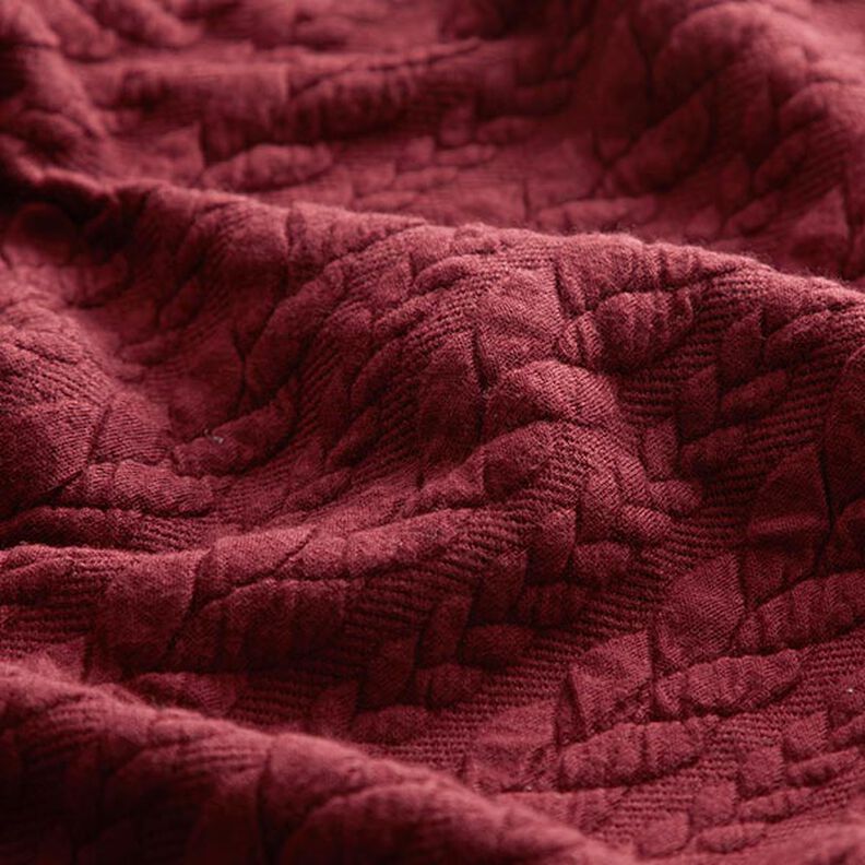 Jersey jacquard Cloqué Torsades – rouge bordeaux,  image number 2